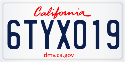 CA license plate 6TYX019