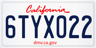 CA license plate 6TYX022