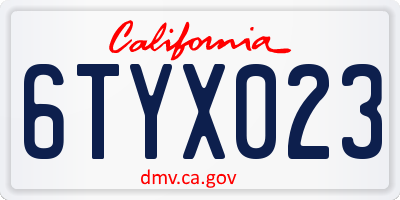 CA license plate 6TYX023