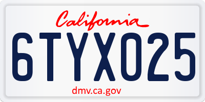 CA license plate 6TYX025