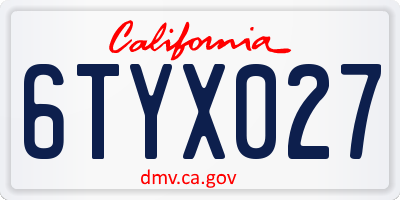 CA license plate 6TYX027