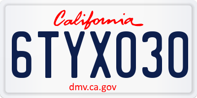 CA license plate 6TYX030