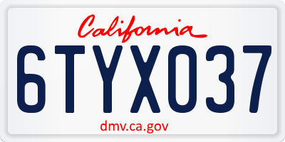 CA license plate 6TYX037