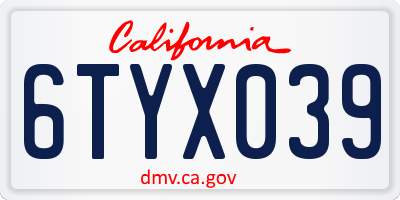 CA license plate 6TYX039