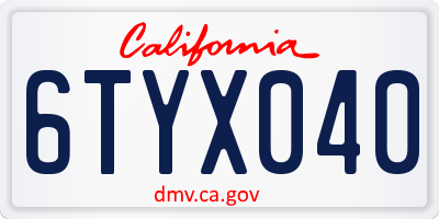 CA license plate 6TYX040