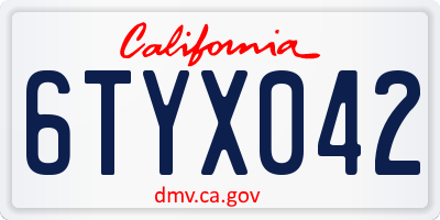 CA license plate 6TYX042