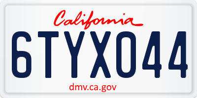CA license plate 6TYX044