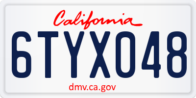 CA license plate 6TYX048