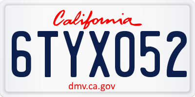 CA license plate 6TYX052