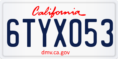 CA license plate 6TYX053