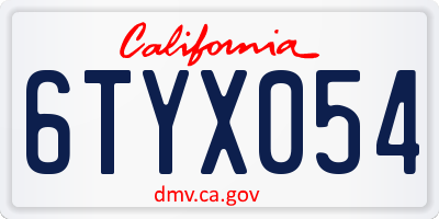 CA license plate 6TYX054