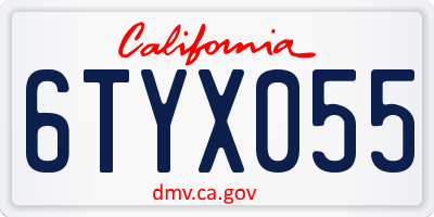 CA license plate 6TYX055