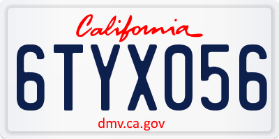 CA license plate 6TYX056