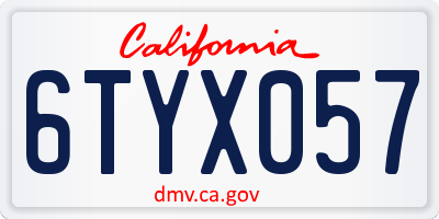 CA license plate 6TYX057