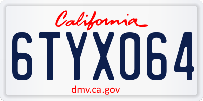 CA license plate 6TYX064
