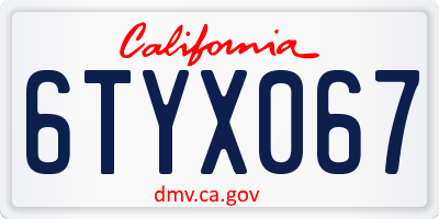 CA license plate 6TYX067