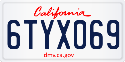 CA license plate 6TYX069