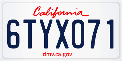 CA license plate 6TYX071