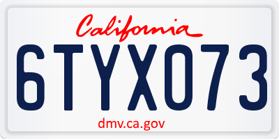CA license plate 6TYX073