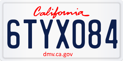 CA license plate 6TYX084