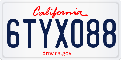 CA license plate 6TYX088