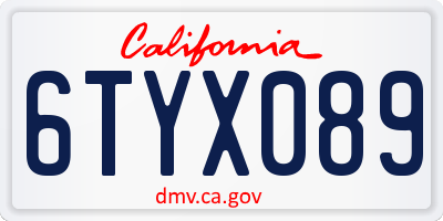 CA license plate 6TYX089