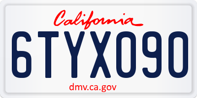 CA license plate 6TYX090