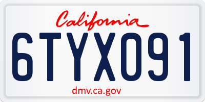 CA license plate 6TYX091