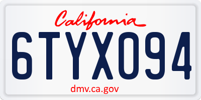 CA license plate 6TYX094