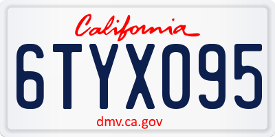 CA license plate 6TYX095