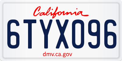 CA license plate 6TYX096