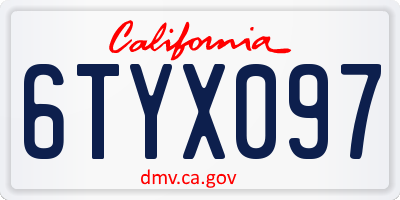 CA license plate 6TYX097