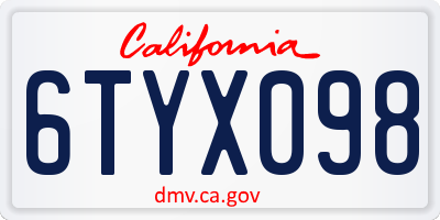 CA license plate 6TYX098