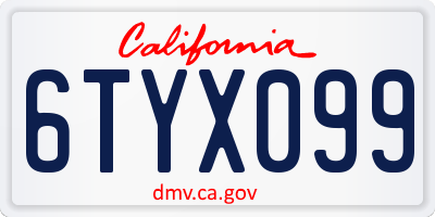 CA license plate 6TYX099
