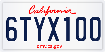 CA license plate 6TYX100
