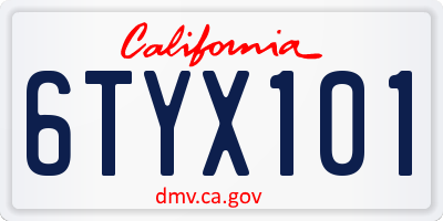 CA license plate 6TYX101