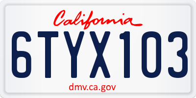 CA license plate 6TYX103