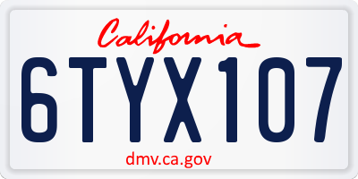 CA license plate 6TYX107