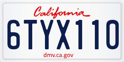 CA license plate 6TYX110