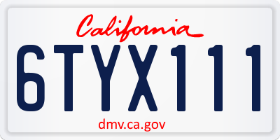 CA license plate 6TYX111