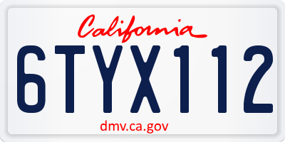 CA license plate 6TYX112