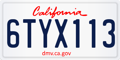 CA license plate 6TYX113