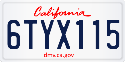 CA license plate 6TYX115