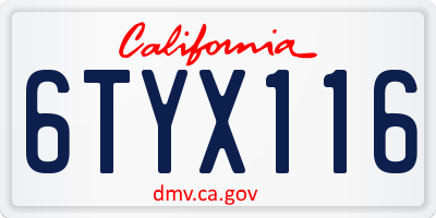 CA license plate 6TYX116