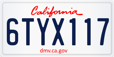 CA license plate 6TYX117