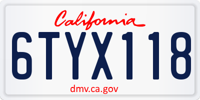 CA license plate 6TYX118