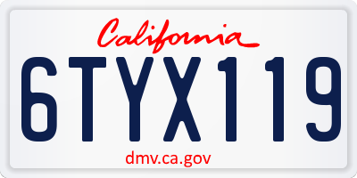 CA license plate 6TYX119