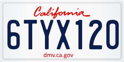 CA license plate 6TYX120