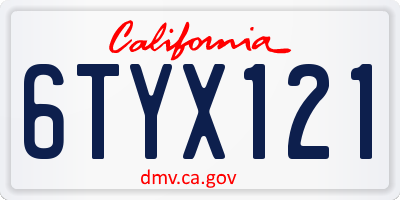 CA license plate 6TYX121