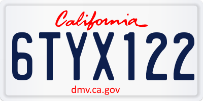 CA license plate 6TYX122